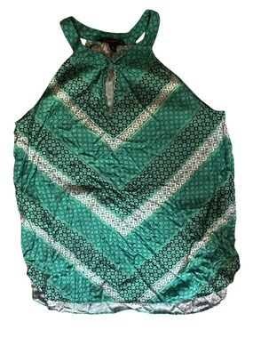Banana Republic Teal Patterned Halter Tank Top